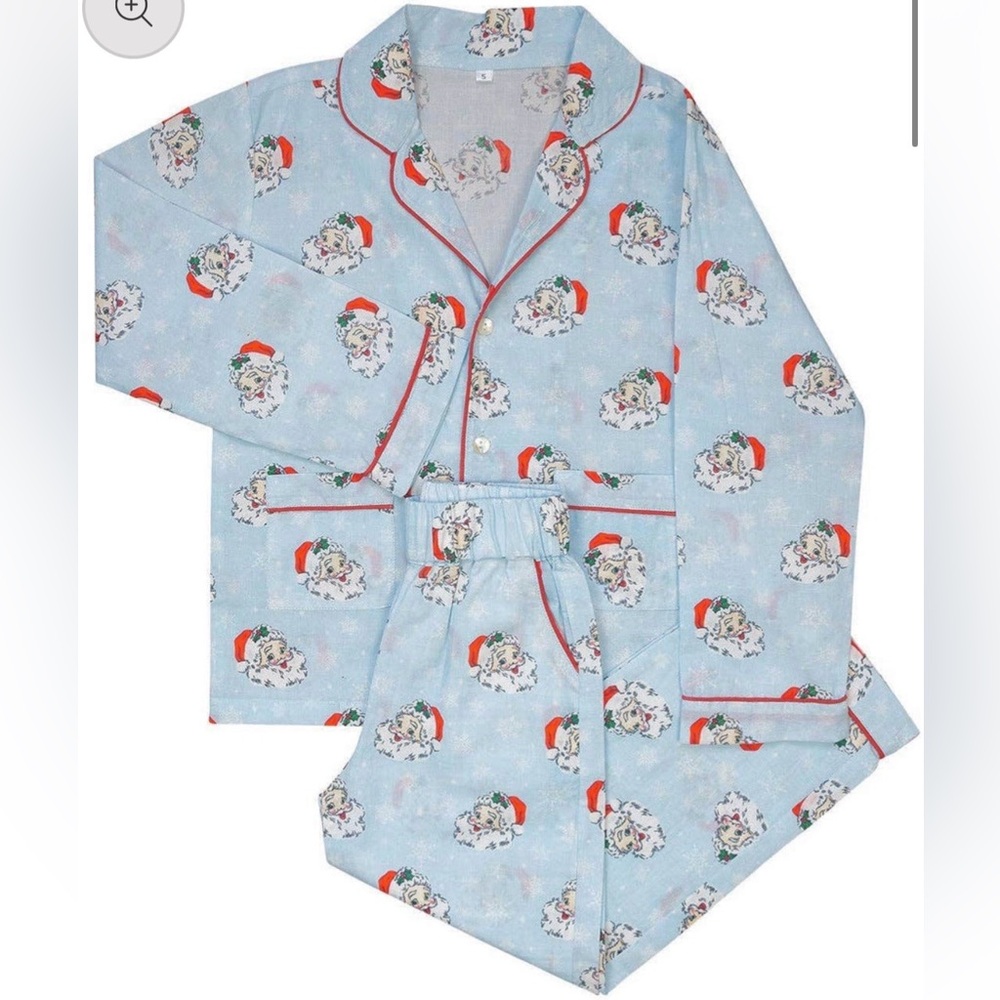 NWT - Smockingbird - Kids Blue Vintage Santa Kids Pajama Set - Sizes: 4, 5 & 6